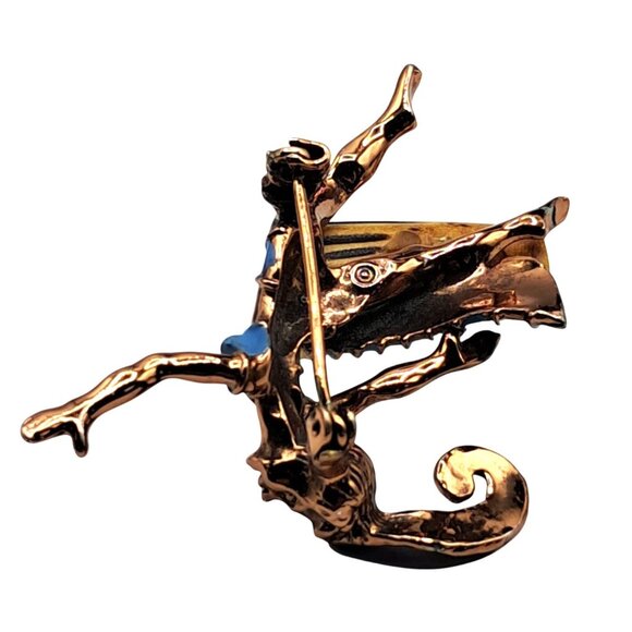 Vintage Dancing Drummer Brooch Untested Bakelite Figural Enamel Lady PIn Costume - Picture 9 of 12